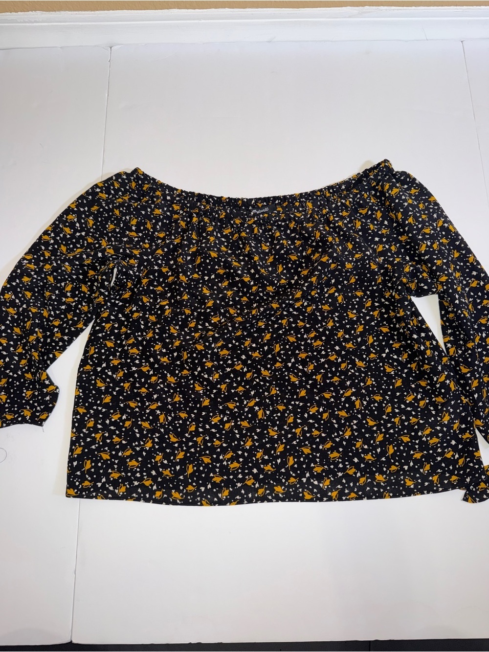 Madewell Women’s Black Floral Off-Shoulder Top - Yellow Print